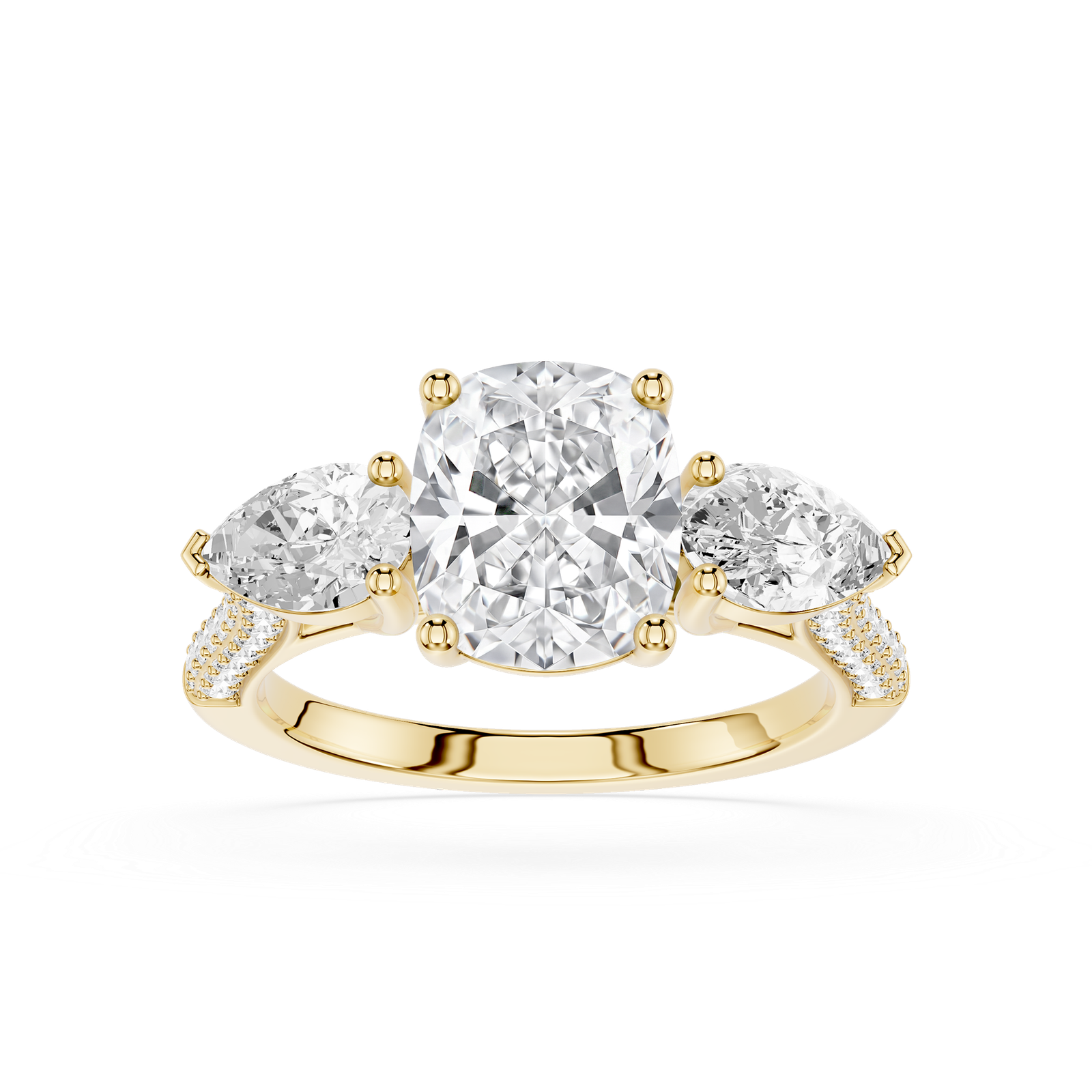 Cushion Cut Diamond Three Stone Engagement Ring