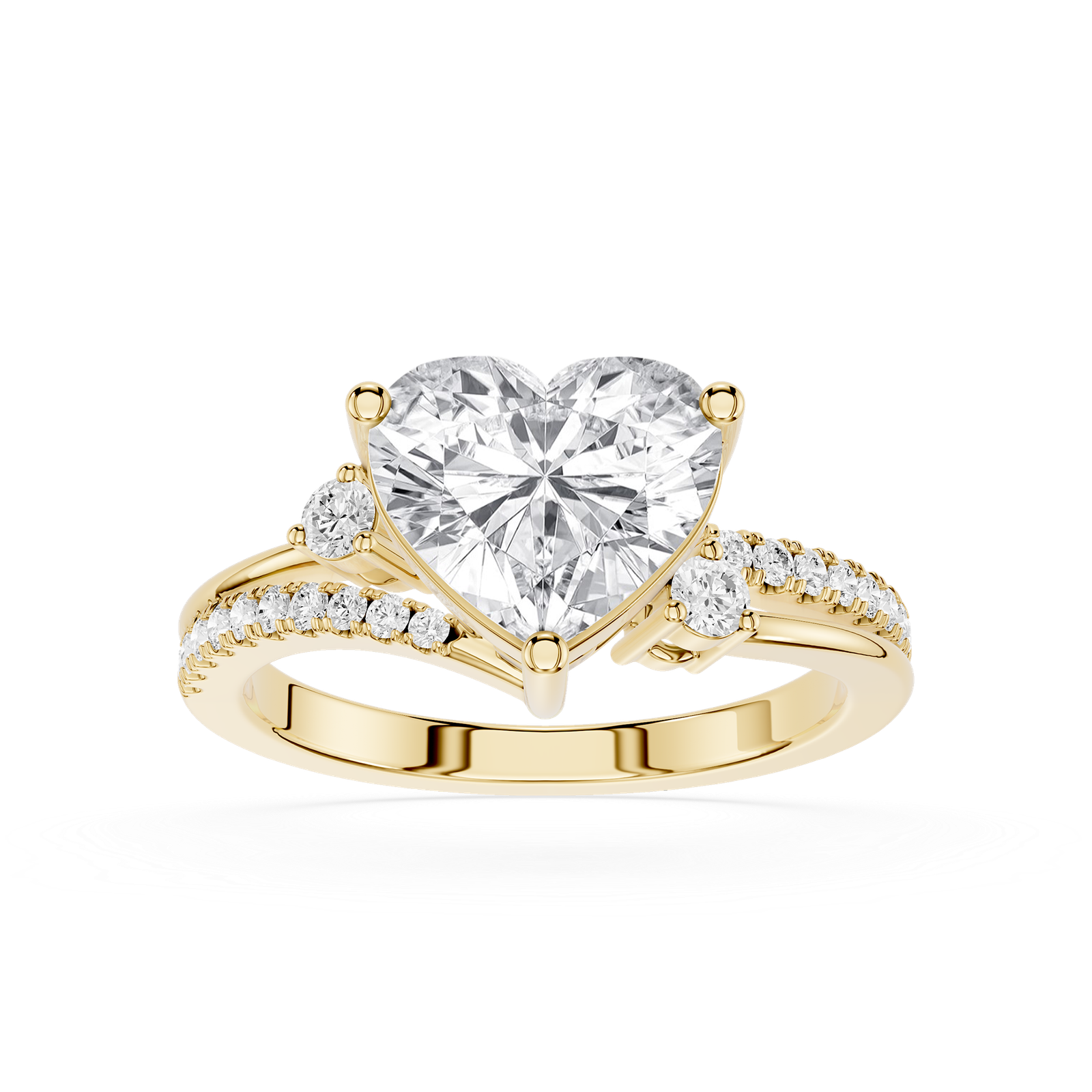 Heart Cut Diamond Solitaire Accent Engagement Ring