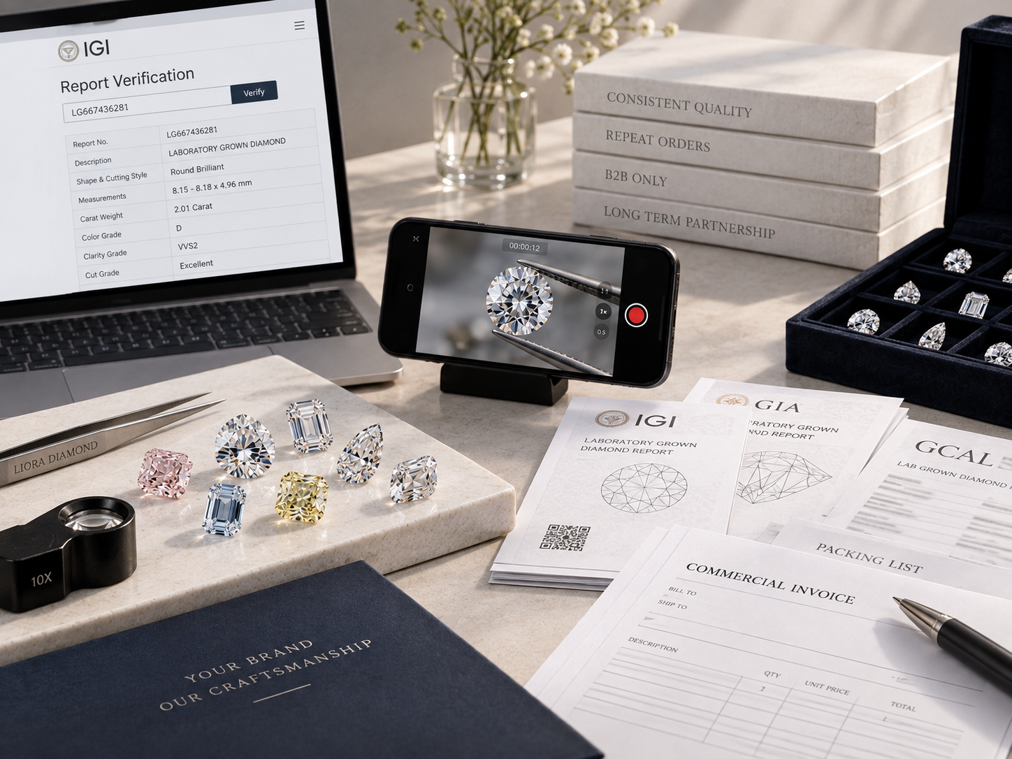 Insured diamond shipment ready for export